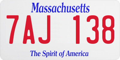 MA license plate 7AJ138