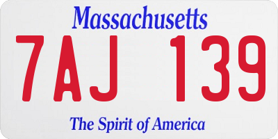 MA license plate 7AJ139