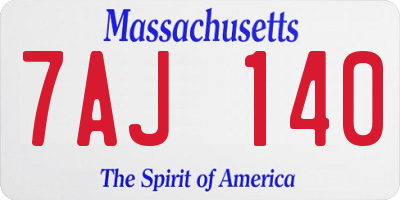 MA license plate 7AJ140