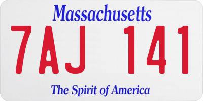 MA license plate 7AJ141