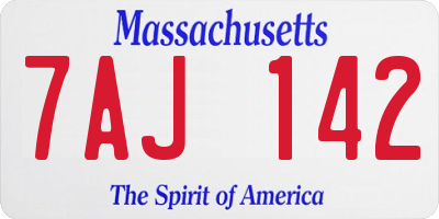MA license plate 7AJ142