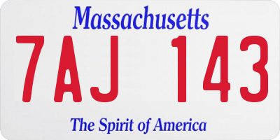 MA license plate 7AJ143