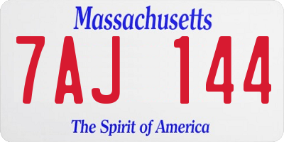 MA license plate 7AJ144