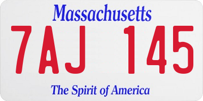 MA license plate 7AJ145