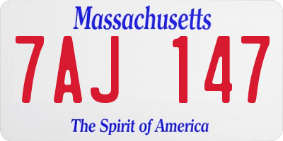 MA license plate 7AJ147