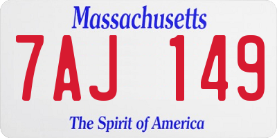 MA license plate 7AJ149