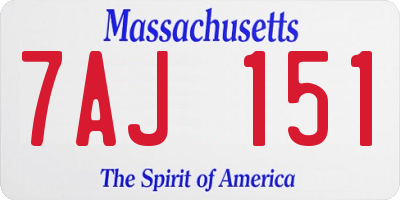 MA license plate 7AJ151