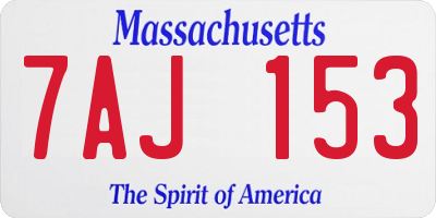 MA license plate 7AJ153