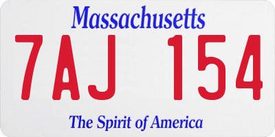 MA license plate 7AJ154