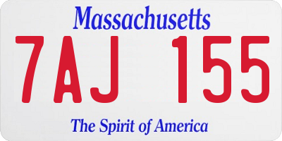 MA license plate 7AJ155