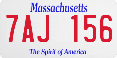 MA license plate 7AJ156