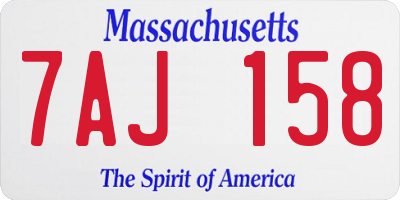 MA license plate 7AJ158