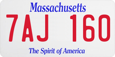 MA license plate 7AJ160