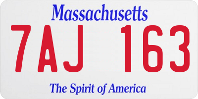 MA license plate 7AJ163