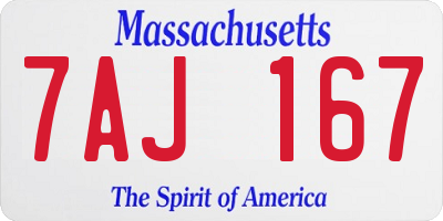 MA license plate 7AJ167