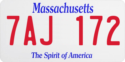 MA license plate 7AJ172