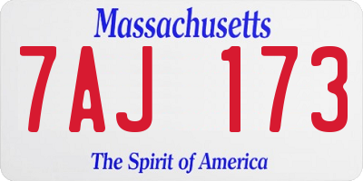 MA license plate 7AJ173