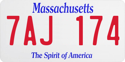 MA license plate 7AJ174