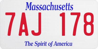 MA license plate 7AJ178