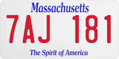 MA license plate 7AJ181