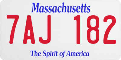 MA license plate 7AJ182