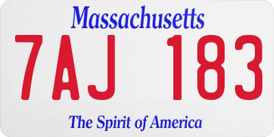 MA license plate 7AJ183