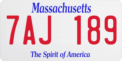 MA license plate 7AJ189