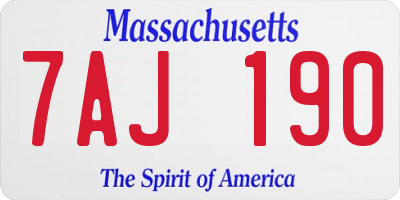 MA license plate 7AJ190