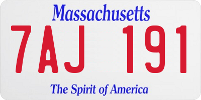 MA license plate 7AJ191