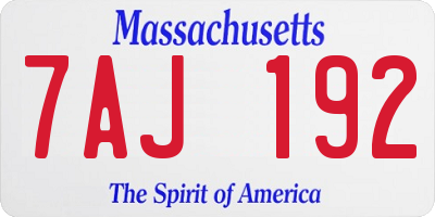 MA license plate 7AJ192