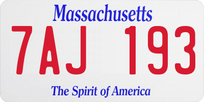 MA license plate 7AJ193