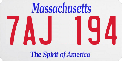 MA license plate 7AJ194