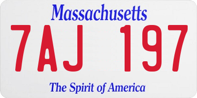 MA license plate 7AJ197