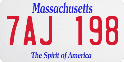 MA license plate 7AJ198
