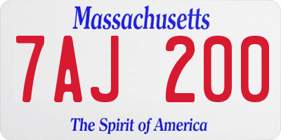 MA license plate 7AJ200
