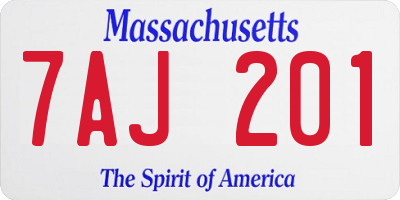 MA license plate 7AJ201
