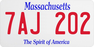 MA license plate 7AJ202