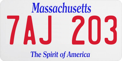 MA license plate 7AJ203