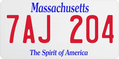 MA license plate 7AJ204