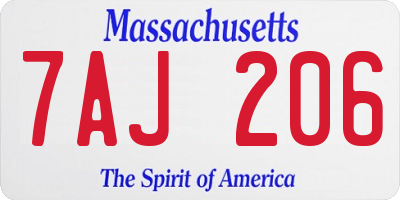 MA license plate 7AJ206