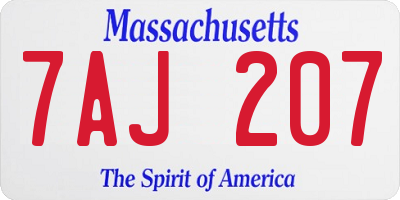 MA license plate 7AJ207