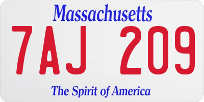 MA license plate 7AJ209