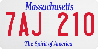 MA license plate 7AJ210