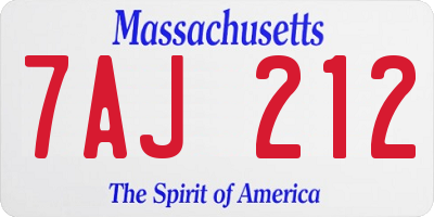 MA license plate 7AJ212