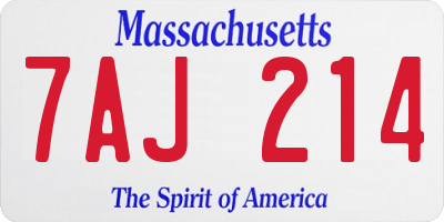 MA license plate 7AJ214
