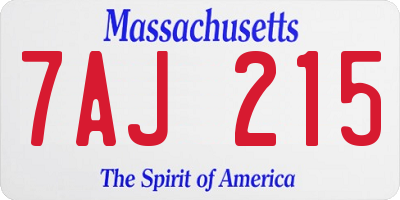 MA license plate 7AJ215
