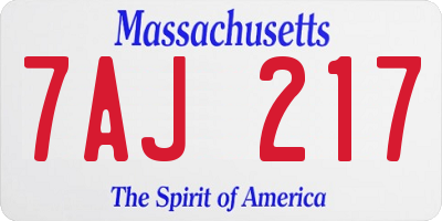 MA license plate 7AJ217