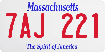 MA license plate 7AJ221