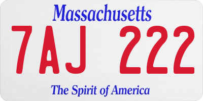 MA license plate 7AJ222