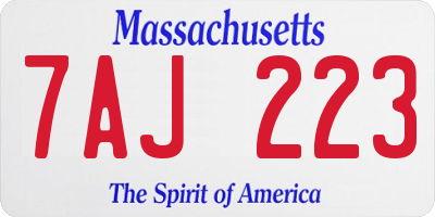 MA license plate 7AJ223